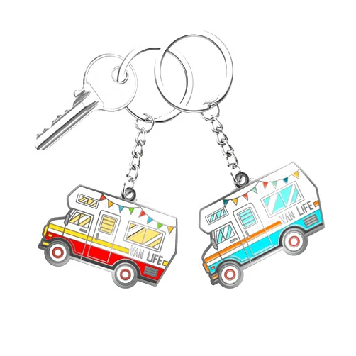 Haigoo Camper Keychain Happy RV Keyring RV Keychain Couples Keychain Set Gifts for Men Women Camping Accessories 2 Pack