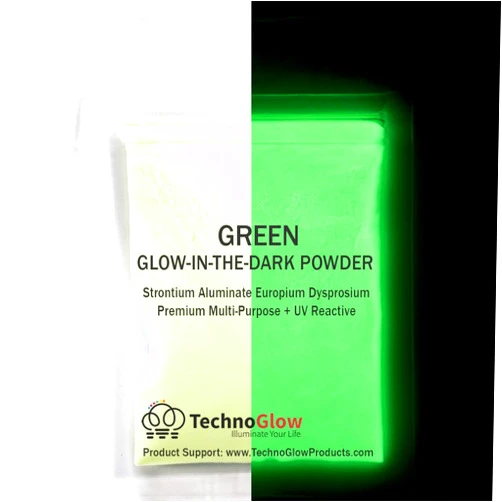 Techno Glow Inc TechnoGlow Green Glow in The Dark Powder, UV Black Light Reactive | Strontium Aluminate Europium Dysprosium