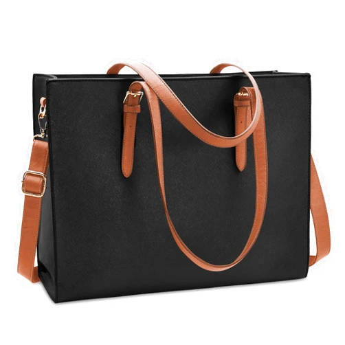 NUBILY Laptop Bag for Women Waterproof Lightweight Leather 15.6 Inch Computer Tote Bag Business Office Briefcase Large Capacity Handbag Shoulder Bag Professional Office Work Bag