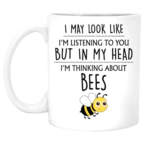 GreenStar Gifts Beekeeper Farmer Gifts For Men & Women - Bee Lover Mug, Thinking About Bees 11oz