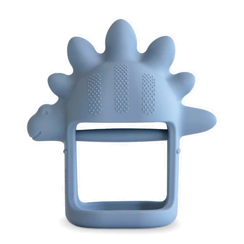 mushie Silicone Baby No-Drop Dino Teether Toy