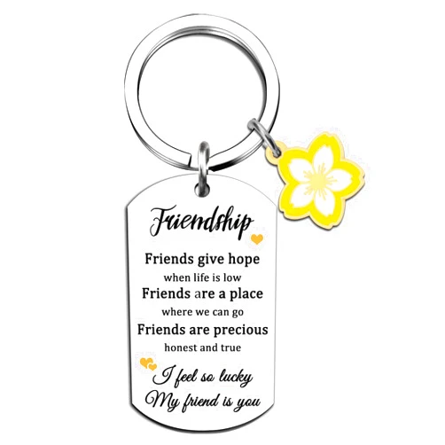 Lelekdo Valentines Day Gifts for Friends Friendship Gifts for Women Ture Friendship Gift for Women Bestie Soul Sister Unique Gifts for Women Long Distance Best Friend Keychain Cut Flower Keychain