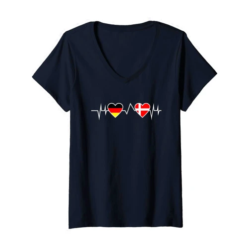 Dänisch Däne Dänemark Geschenkidee Womens Danish German Heruschlag Germany Denmark V-Neck T-Shirt
