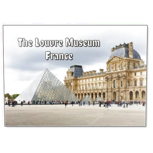 Photomagnet The Louvre Museum and Louvre Pyramid in Paris, France, Fridge Magnet