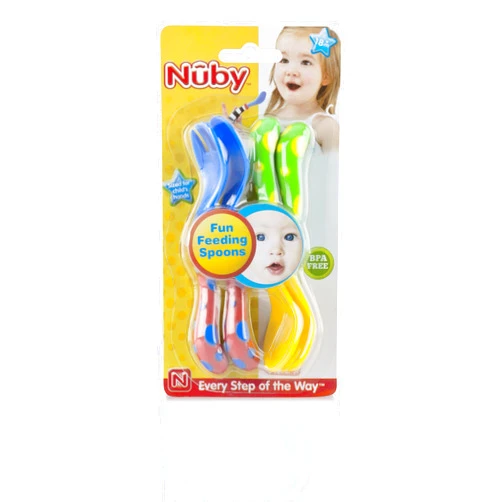 Nuby Fun Feeding Spoons & Forks 2-Pack (one size, Yellow/Blue)