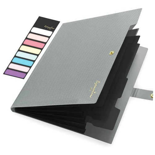 Sooez Expanding File Folder, Letter Size Accordion File Organizer, 5 Pocket Folders for Documents, Cute Folder with Labels, Portable Paper Organizer for School Office Supplies, A4 Size, Grey