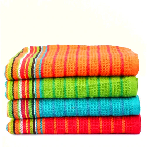 TEXAS LINEN CO. Kitchen Dish Towels, 100% Cotton Salsa Towels, Set of 4 (16x28 Inches), Multi Purpose Cooking Drying Restaurant Bar Cleaning Cloth Napkin, Highly Absorbent, Lint Free, Multi-Color