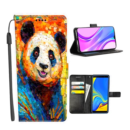 DAFEI Wallet Case for Moto One One Pro One Vision One Hyper One Fusion Plus with Panda-AZ204 Design PU Leather Flip Folio Kickstand