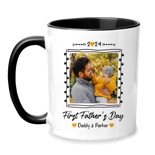 Generic Gifts for Dad, Personalized First Fathers Day Picture Mug with Names, 1st Dad Gift from Wife, Daughter, Son - Dad Gifts from Sister, Brother - 1st Mothers Day Gift for Dad, Baby Photo Mug for Dad