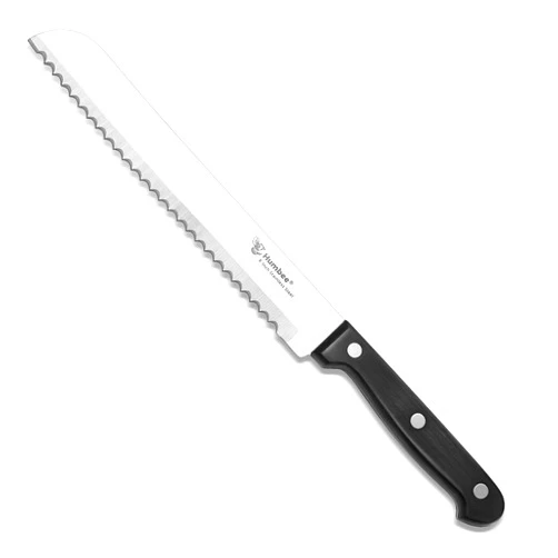 Humbee 8 Inch Bread Knife Serrated Knife Wave Edge, Black