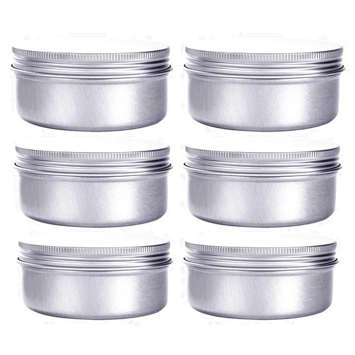 Hulless 6 Ounce Aluminum Cans 180 mL Screw Lid Metal Storage Tins Containers for Storing Spices, Candies, Lip Balm, Candles, 6 Pcs.