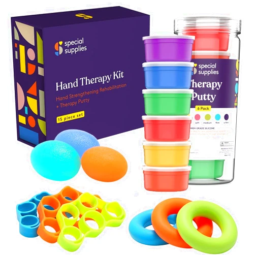 Special Supplies Physical Hand Therapy Putty Kit, Finger Exercisers, Hand Strengtheners, 15 Set Grip Strength,Dexterity, Mobility,Injury Stress Relief