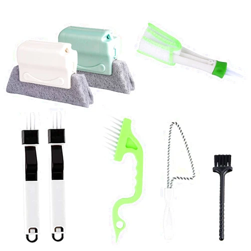 Runloon 8 Pcs Hand-held Groove Gap Cleaning Tools,Door Window Track Cleaning Tools Groove Corner Crevice Cleaning Brushes for Sliding Door/Tile Lines/Shutter/Car Vents/Air Conditioner/Keyboard