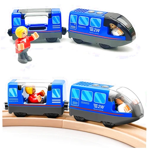 HYPERLIVING Train Toys Battery Operated Locomotive Trains for Wooden Train Track (w/Sound & Magnetic Connection), Powerful Engine Motorized Trains Set Fits Thomas, Brio, Chuggington, Melissa and Doug