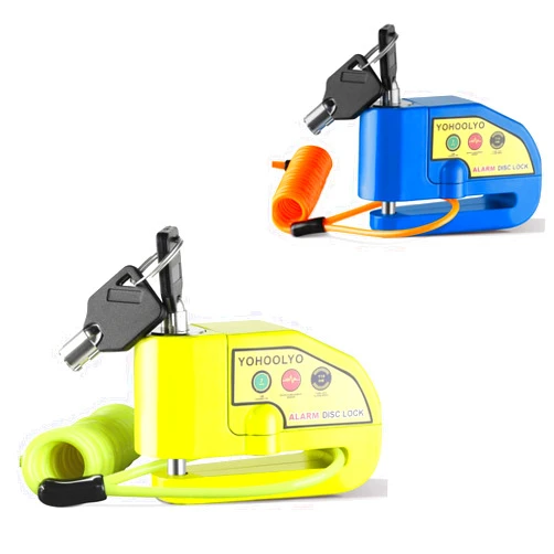 YOHOOLYO Alarm Disc Lock and YOHOOLYO Motorcycle Lock Anti-Theft Waterproof 110 dB 7mm Pin 5ft Reminder Cable for Motorcycles Bike Scooter Carry Pouch