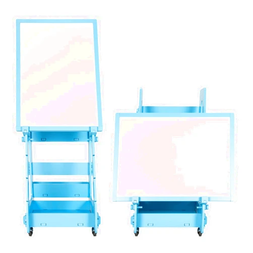 Costzon Kids Art Easel with Lockable Wheels, Height Adjustable Magnetic Removable Painting Board with Storage, Double Sided Easel for Kids Age 3+ (Blue)