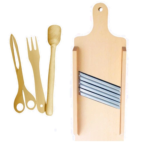 CabbageShredder.com Cabbage Shredder & Sauerkraut Pounder, Fork, Tongs Bundle