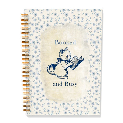 BAYOGITA Retro Book Cat Reader Spiral Notebooks, Reading Journal for Book Lovers, Gifts for Readers Books Lovers Bookworm Women Bookworms, Cute Cat Reading Notebook, 5.5x8.3 Inches