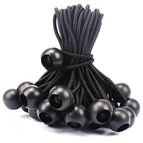 T TENTA 50 Pcs 11 Inches Ball Bungee Cords, Black Heavy Duty Tarp Bungee Cord with Ball, 4mm Thickness Weather Resistant Tie Down Strap, Use for Camping, Tents, Holding Wire and Hoses