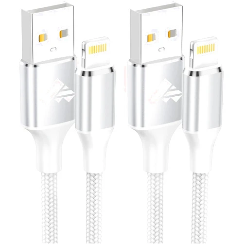 Aioneus iPhone Charger, iPhone Charging Cable 3ft 2Pack MFi Certified Lightning Cable Nylon Braided iPhone Cord Fast Charging for iPhone 14 13 12 11 Pro Max XR XS X 8 7Plus 6 6s SE iPad - White