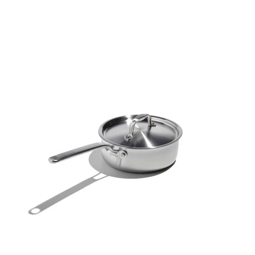 Heritage Steel x Eater 2 Quart Saucepan with Lid | Made in USA | 5-Ply Fully Clad Stainless Steel Pan | Stay Cool Handle Design | Induction Capable & Non-Toxic Cookware