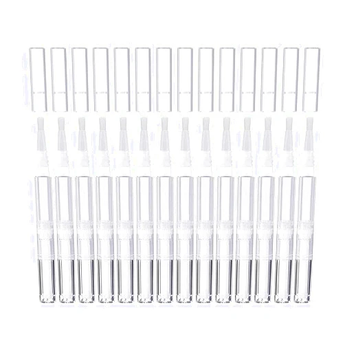 IMIROOTREE 20-Pack 3ml Transparent Twist Pens with Brush Tip Empty cuticle oil Eyelash Growth Liquid Nail Oil Cosmetic Lip Gloss Container Applicators