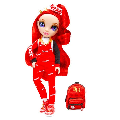 Rainbow High Jr High Ruby Anderson- 9-inch RED Fashion Doll with Doll Accessories- Open and Closes Backpack, Great Gift for Kids 6-12 Years Old and Collectors