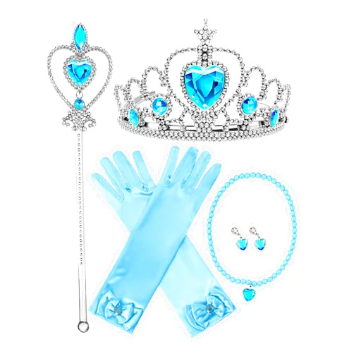 ROC PARTY Princess Dress Up Accessories Set for Girls Crown, Wand, Gloves, Necklace, Earrings for Halloween