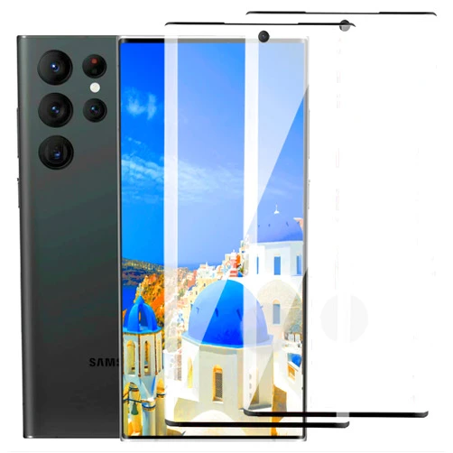 KONVOK (2 Pack Compatible with Samsung Galaxy S23 Ultra Screen Protector, Support Ultrasonic Fingerprint Unlock, Tempered Glass Clear, 3D Curved, 9H Hardness, Bubble-Free, Case-Friendly Accessories
