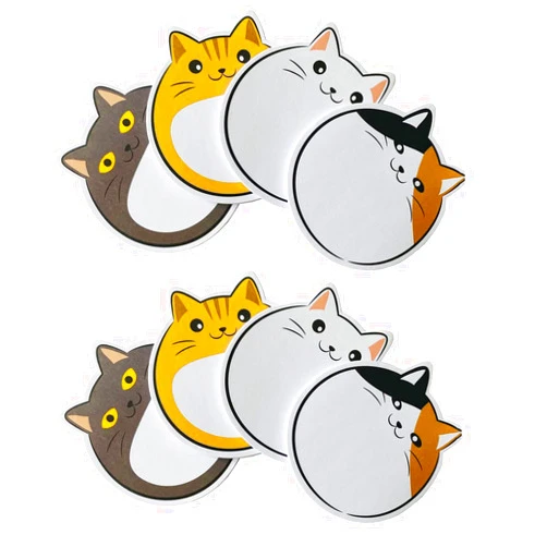 MAHONLIEN 8 Pads Cute Cat Sticky Notes Cartoon Cat Animal Self-Stick Note Pads Memo Notes Stationery for Office School