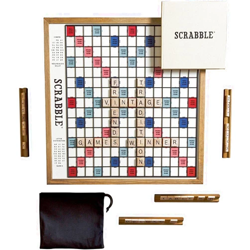 WS Game Company Scrabble Deluxe Vintage Edition with Rotating Game Board