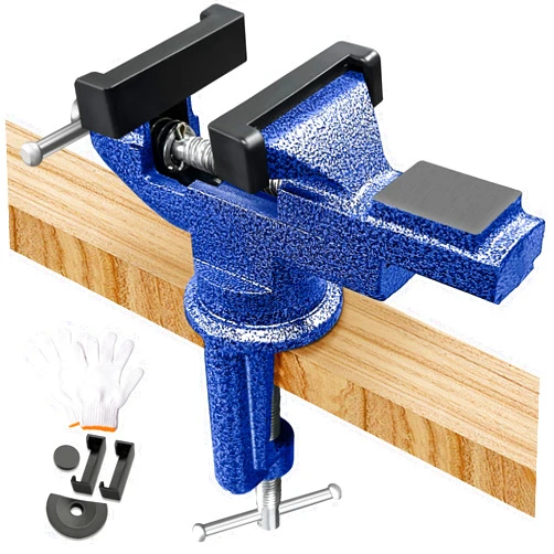 Dobures Table Vise 3.1 Inch, 360° Home Vise Portable Bench Clamp, Clamp-on Vise Bench Clamps Fixed Tool for Woodworking, Metalworking, Cutting Conduit, Drilling, SawingTable