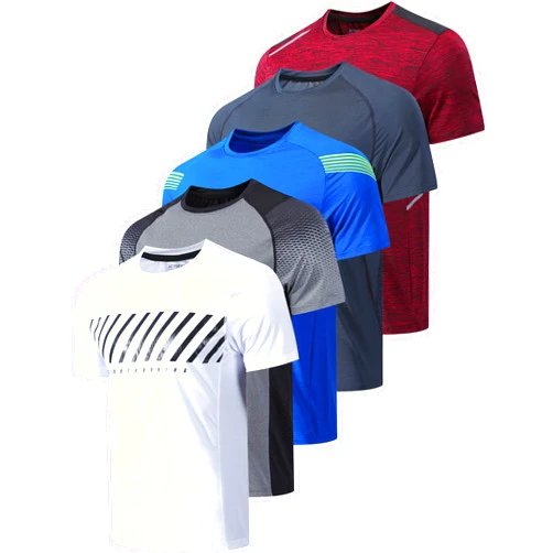 Liberty Imports 5 Pack Men’s Active Quick Dry Crew Neck T Shirts | Athletic Running Gym Workout Short Sleeve Tee Tops Bulk