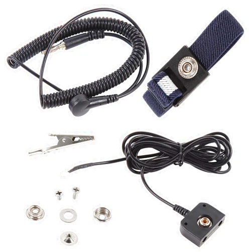 FEITA ESD Mat Anti Static Workstation Grounding Kit, 15 Feet Male Low Profile Grounding Plug Adapter, Universal Snap Kit, 8 Feet Ground Coil Cord with Alligator Clip, Navy Blue Anti-Static Wristband