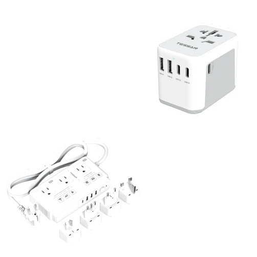 TESSAN Universal Travel Adapter, International Power Adapter 3 USB C 2 USB A Ports, Plug Adaptor Travel Worldwide, 220V to 110V Voltage Converter, 2000W Step Down Transformer, for Europe UK EU AUS