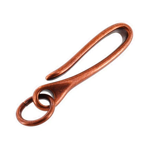 Buckleguy.com B7498 Antique Copper, Fish Hook Key Chain, Solid Brass-LL