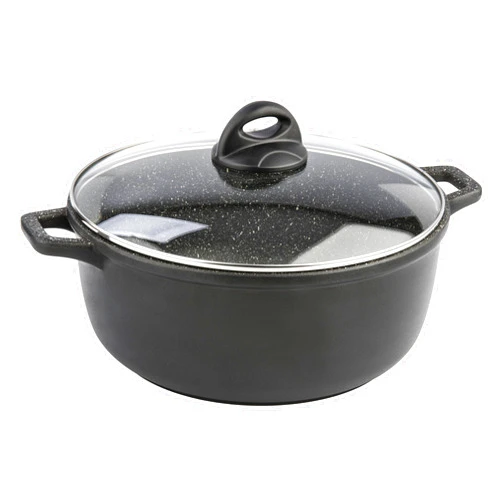 Barazzoni 831002028 Two-Handled Pot, Black, Diameter 11.0 x Height 3.3 inches (28 x 8.5 cm), Low Casserole with Lid
