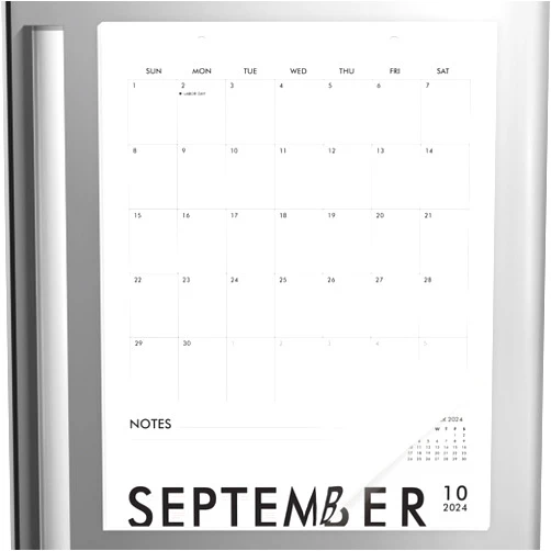 Makaplan Vertical Black & White Magnetic Calendar for Fridge 2024-2025, 13.5x11 Inches 18-Month Minimalistic Fridge Calendar Magnet for Modern Office & Home Interiors, Jul 24 - Dec 25