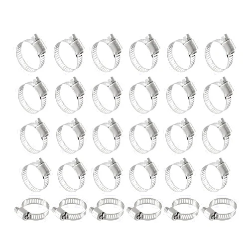 Kyuionty 30 Pack Stainless Steel Hose Clamps, Adjustable Clamping Range 5/8 Inch to 1 Inch (16mm-25mm) Worm Gear Drive Hose Clamps Pipe Tube Hose Clamps for Plumbing, Automotive and Mechanical