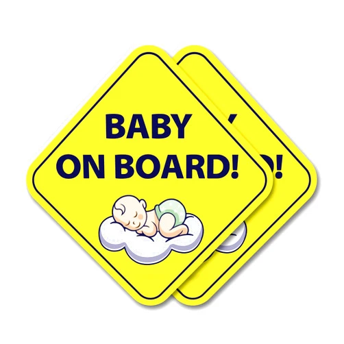 Sticky Expressions | Baby on Board Stickers (2-Pack) - Strong Adhesive, Waterproof, UV Resistant Child on Board Signs for Car - Paint Safe Safety Stickers for Cars & Windows