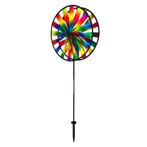In the Breeze 2719 Kaleidoscope Double Wheel Spinner - Colorful Wind Spinner for Your Yard and Garden