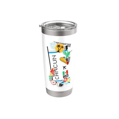 Traveler Souvenir Tickets Cancun Air Ticket Boarding Pass Plane Mexico Travel Lover Stainless Steel Insulated Tumbler