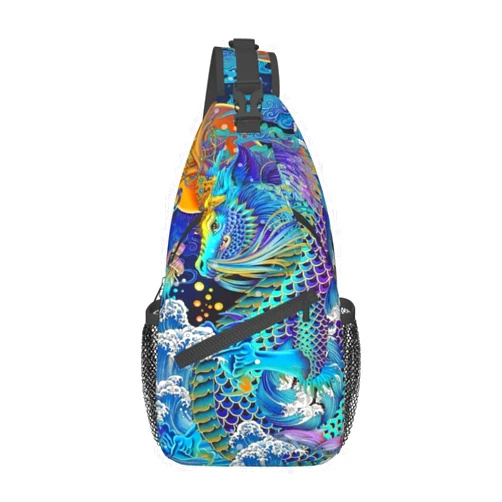 MANQINF Cool Chinese Dragon Sling Bag,Casual Crossbody Backpack Shoulder Chest Bag for Women Men Travel Hiking Daypack