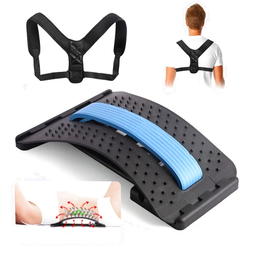 Jaxbo Back Stretcher with Posture Corrector for Women and Men, Jaxbo Back Cracking Device with 4 Adjustable Settings for Herniated Disc, Sciatica, Adjustable Back Straightener Prevent and Relief Back &
