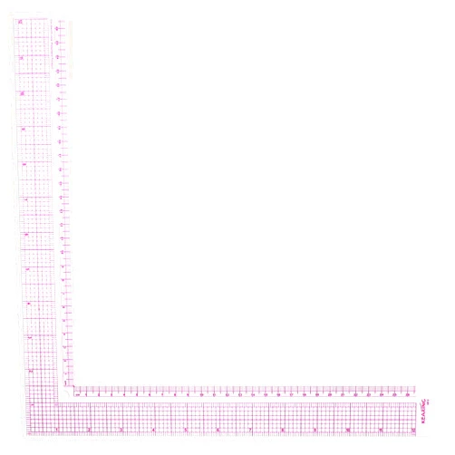Xthrotsenk 12 Inch Transparent Sewing L-Square Rule, Plastic Ruler with Clear Scale, Framing Measuring Tool Supplies for Pattern Making Fabric Sewing French Curve Sewing Craft Tool with Grid Lines（Pink）