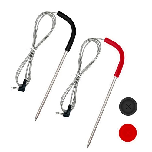 LESYAO 2-Pack Meat Thermometer Replacement for Pit Boss Pellet Grills and Smokers, 3.5 mm Plug Waterproof Probes with 2 Pack Probe Grommets