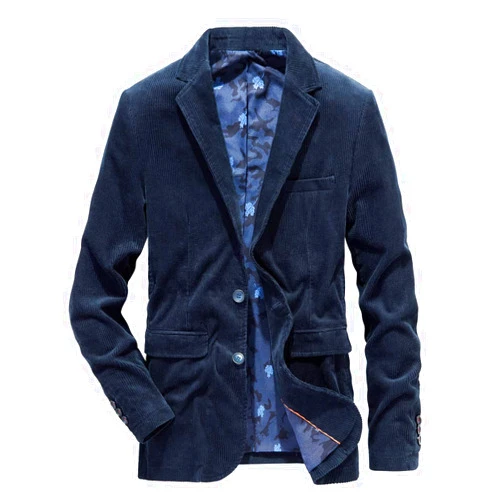 chouyatou Men's Vintage Casual Work Wear Corduroy Suit Blazer Jacket Sport Coat
