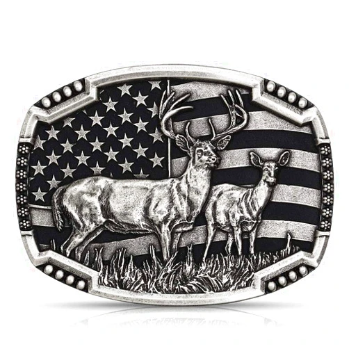 Montana Silversmiths Men's Matched Pair Deer Buckle Silver One Size
