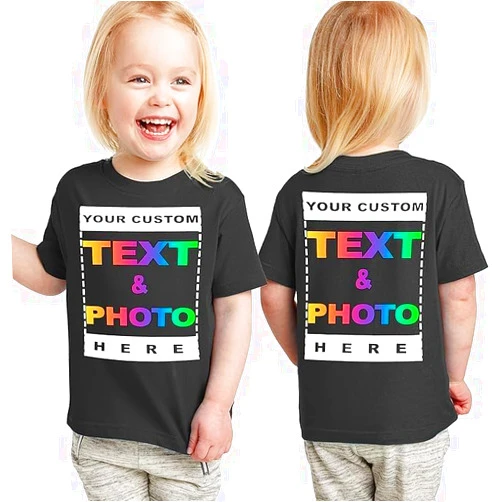 Tee Miracle Personalized Toddler T-Shirt for Kids Boys Girls - Custom Image & Text - Customized Front/Back Print - 2T to 5/6T Multicolor