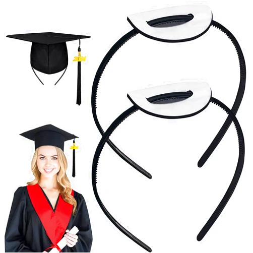 Unibouti 2 Pack Graduation Cap Headband - Grad Cap Head Band Insert with EVA Foam Sticker - Graduates Essential Hairband for Securing Graduation Hat